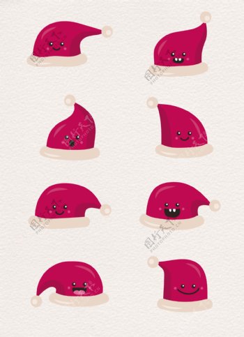 8组q吧可爱圣诞帽子设计
