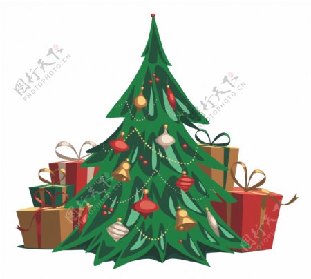 圣诞树和圣诞礼物矢量素材元素