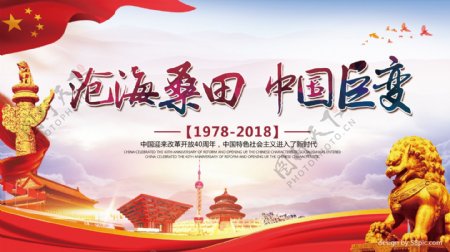 沧海桑田中国巨变改革开放40周年展板