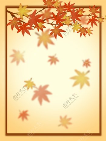 枫叶洒落边框渐变秋季背景