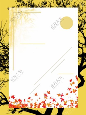 秋季秋叶树木剪影背景