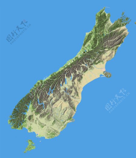 新西兰南岛地形图