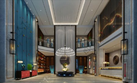 酒店大堂3d渲染模型