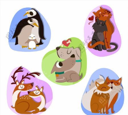 5款卡通动物情侣设计