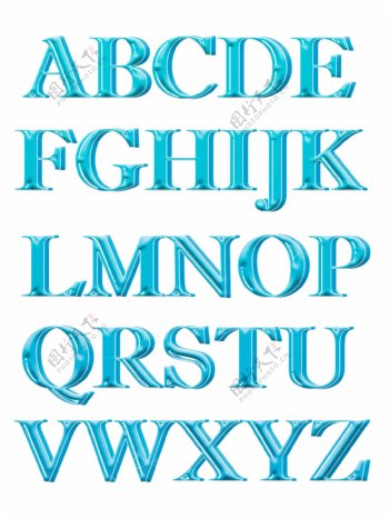 创意蓝色立体英文大写字母合集