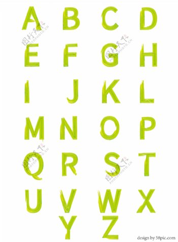 二十六英文字母小清新油墨字母素材