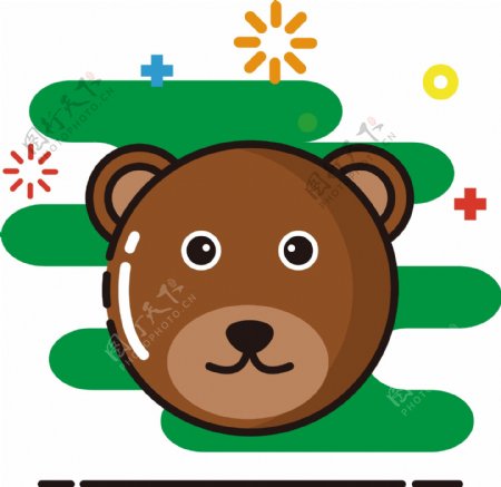 棕熊mbe图标圆形矢量卡通动物可商用元素