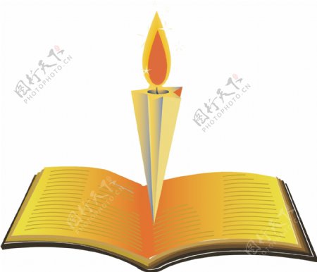 矢量黄色书本蜡烛元素