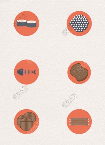 红色肉食食物图标卡通元素设计
