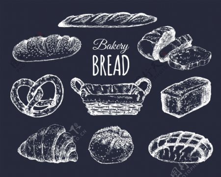 手绘烘焙面包插画