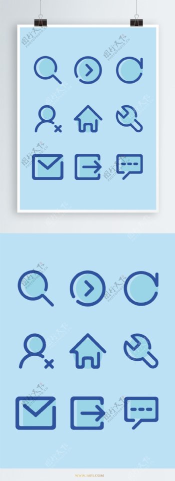 手绘简约网页UI图标icon
