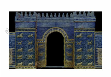 蓝色游戏城墙大门png元素
