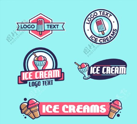 5款彩色冰淇淋标志矢量素材