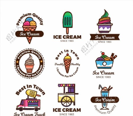 9款精致冰淇淋标志矢量素材