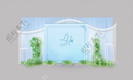 蓝色婚礼迎宾区效果图设计