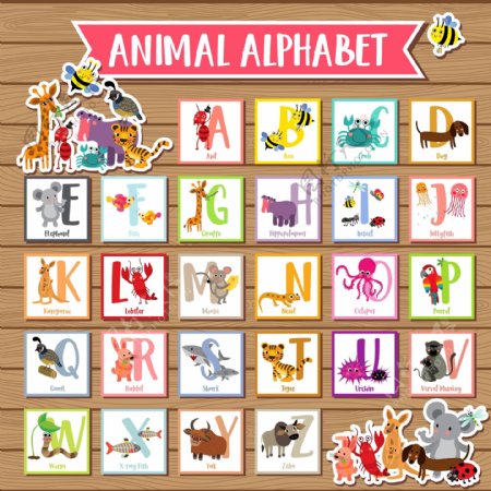 动物英文字母卡通儿童