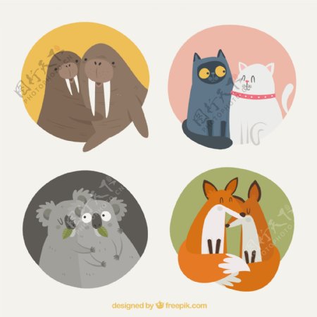 4对彩绘动物情侣