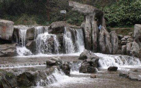 叠水瀑布激流景观山脉