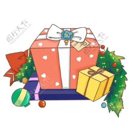 平安夜圣诞节礼物盒粉色礼盒礼物堆