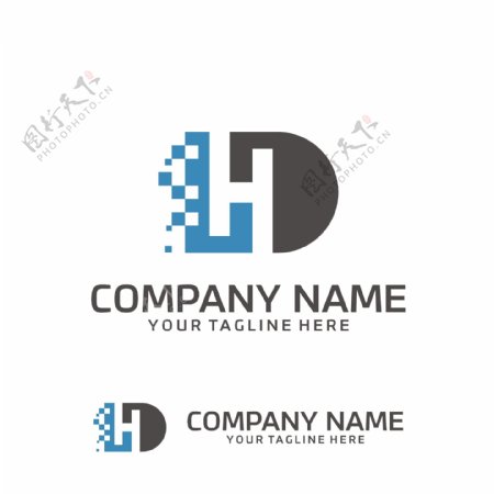 H字母造型互联网科技logo