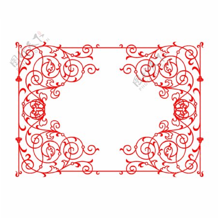 中国风边框红色方形纹理设计