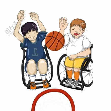打篮球的残疾人男孩可商用元素