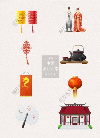 中国日本传统元素装饰图案