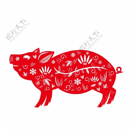 剪纸猪窗花剪纸猪创意猪春节猪剪纸