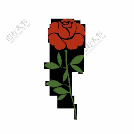 手绘矢量红色玫瑰花浪漫节日植物元素
