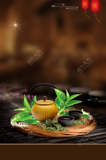 清新美味传统茶水海报背景