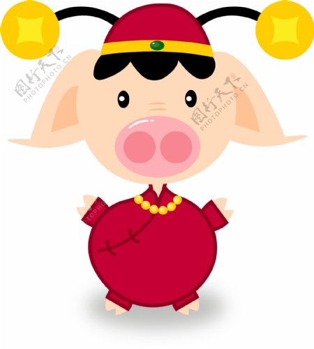 猪年素材可爱卡通2019喜庆发财猪