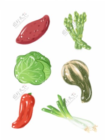 手绘可爱彩色蔬菜图可商用