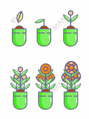 植物生长过程手绘向日葵卡通矢量可商用元素