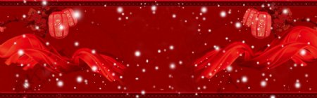 红丝带新年中国风红色banner背景