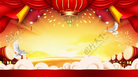 喜庆猪年舞台背景设计