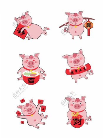 简约猪年猪元素之卡通可爱喜庆套图