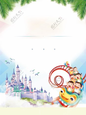 迪士尼游乐园玩耍广告背景