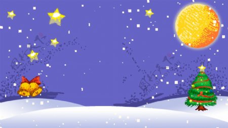 卡通圣诞节铃铛紫色背景素材