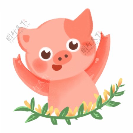 卡通清新粉红小猪插画设计