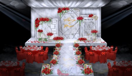 红白色婚礼设计图