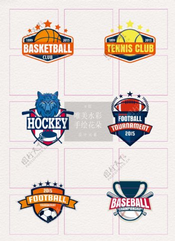 8组矢量体育运动徽章创意设计