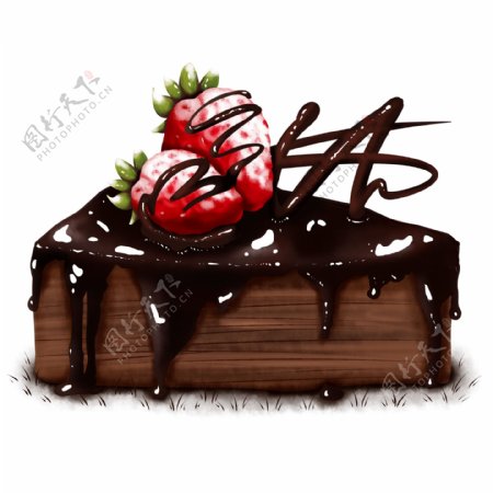 原创手绘食物巧克力草莓巧克力酱杯子蛋糕