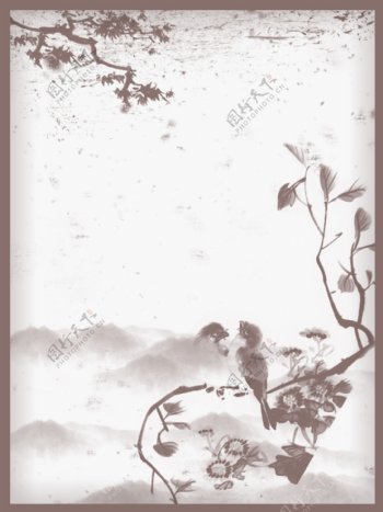 全原创中国风水墨复古边框背景