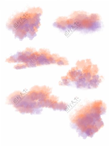 原创珊瑚红锦鲤红烟雾水墨云装饰元素