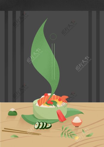 手绘日式食物广告背景