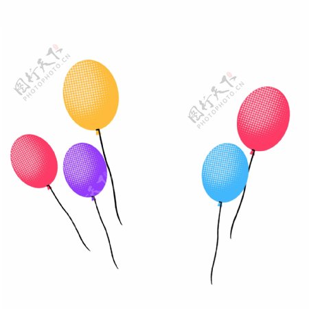 波普风彩色气球漂浮元素设计