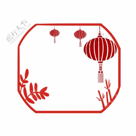 红色中国风圆形边框