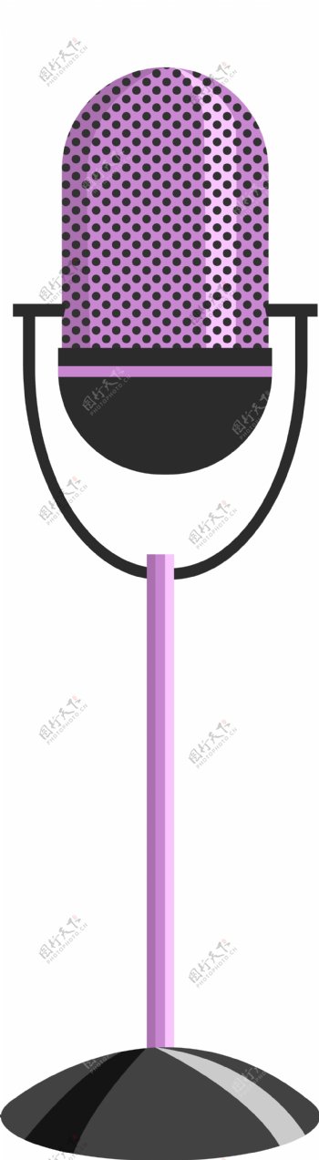 手绘紫色的话筒插画