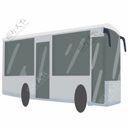 手绘灰色公交车插画