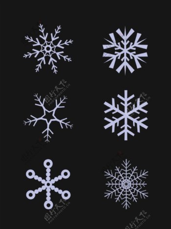 简约冬季雪花矢量图标卡通雪花图图案元素